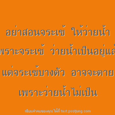 อย่าสอนจระเข้ ให้ว่ายน้ำ เพราะจระเข้ ว่ายน้ำเป็นอยู่แล้ว แต่จระเข้บางตัว อาจจะตาย เพราะว่ายน้ำไม่เป็น
