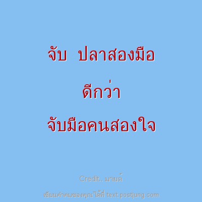 จับ ปลาสองมือ ดีกว่า จับมือคนสองใจ