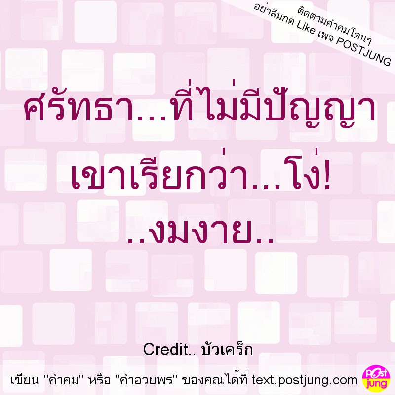 ศรัทธา...ที่ไม่มีปัญญา เขาเรียกว่า...โง่! ..งมงาย..