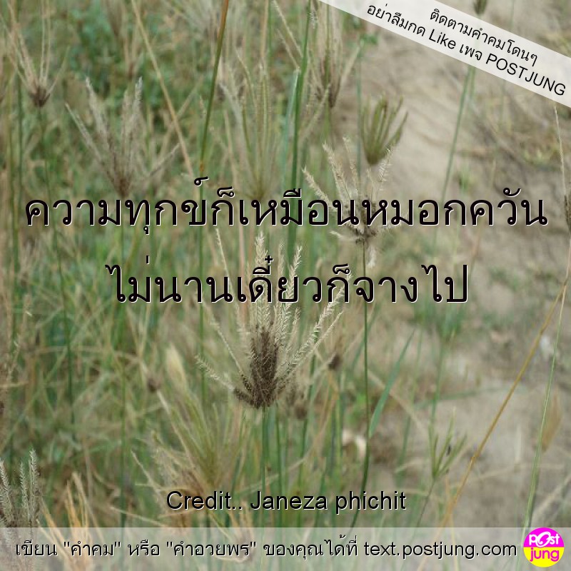 ความทุกข์ก็เหมือนหมอกควัน ไม่นานเดี๋ยวก็จางไป