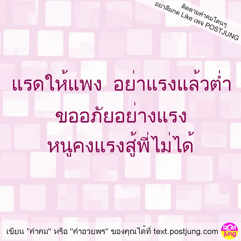 แรดให้แพง อย่าแรงแล้วต่ำ ขออภัยอย่างแรง หนูคงแรงสู้พี่ไม่ได้