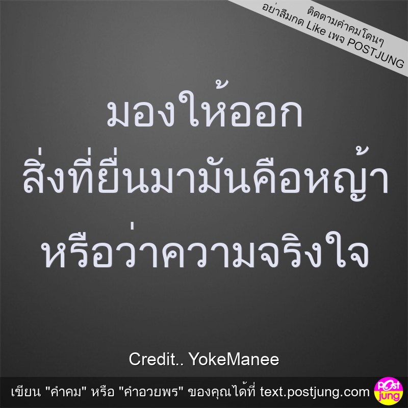 มองให้ออก สิ่งที่ยื่นมามันคือหญ้า หรือว่าความจริงใจ