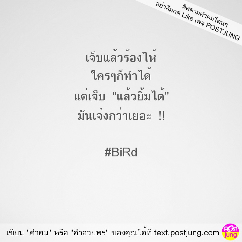 เจ็บแล้วร้องไห้ ใครๆก็ทำได้ แต่เจ็บ "แล้วยิ้มได้" มันเจ๋งกว่าเยอะ !! #BiRd