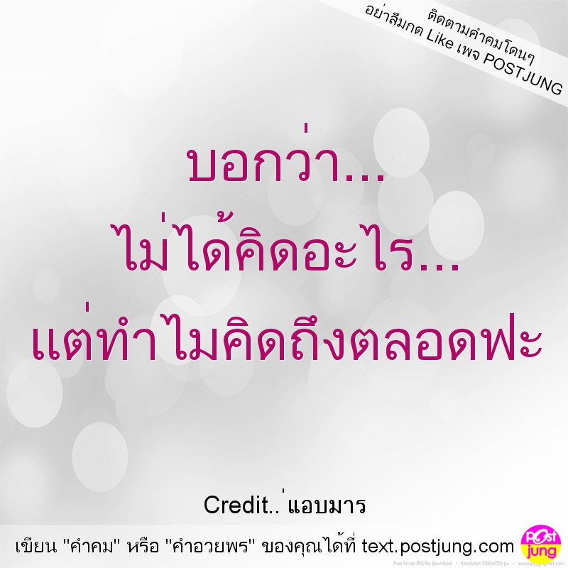 บอกว่า... ไม่ได้คิดอะไร... แต่ทำไมคิดถึงตลอดฟะ