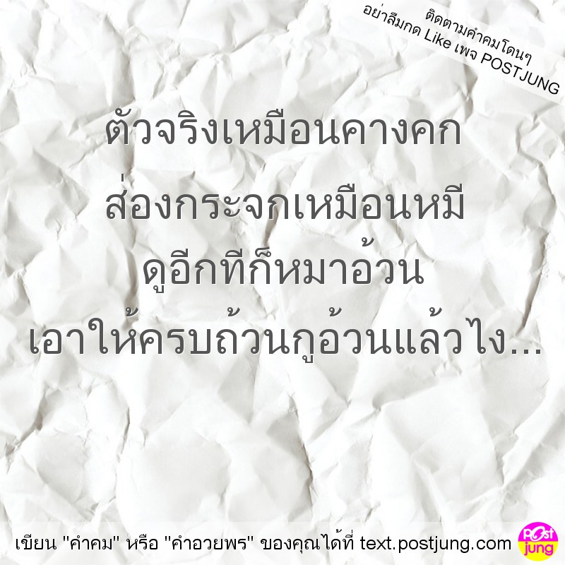 ตัวจริงเหมือนคางคก ส่องกระจกเหมือนหมี ดูอีกทีก็หมาอ้วน เอาให้ครบถ้วนกูอ้วนแล้วไง...